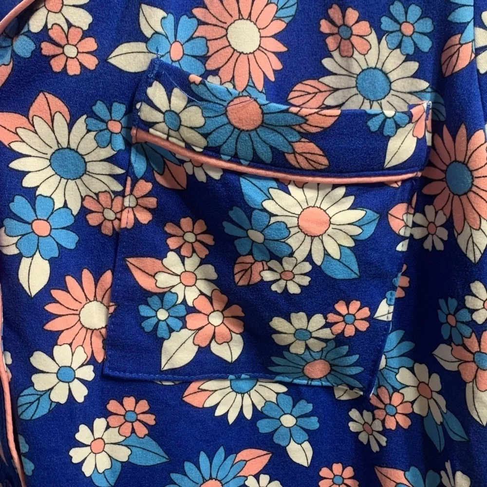kate Spade Pajama Top Floral , Blue and Pink size Small